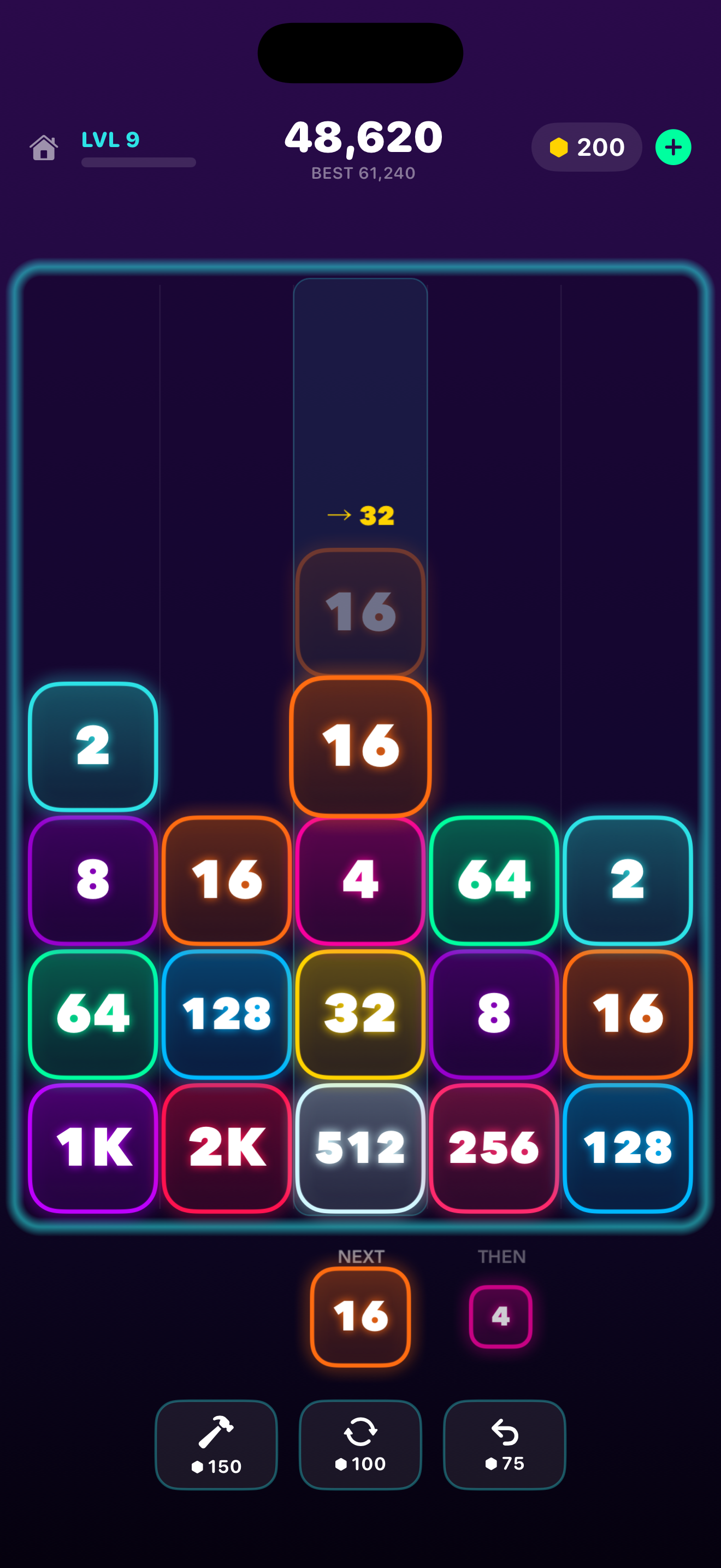 Neon Merger gameplay on iPhone